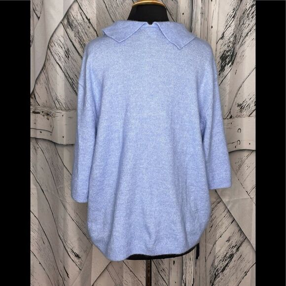 H&M Conscious Wool-Blend Sweater Rhinestone Buttons Blue M - Picture 10 of 11